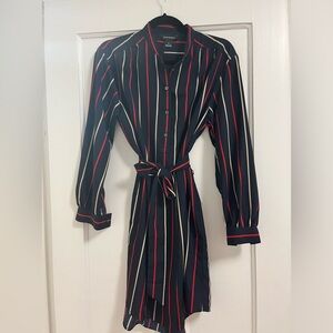 Club Monaco Navy dress with red and cream stripes. Size 4.